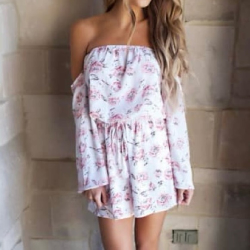 Floral Rose Off The Shoulder Romper